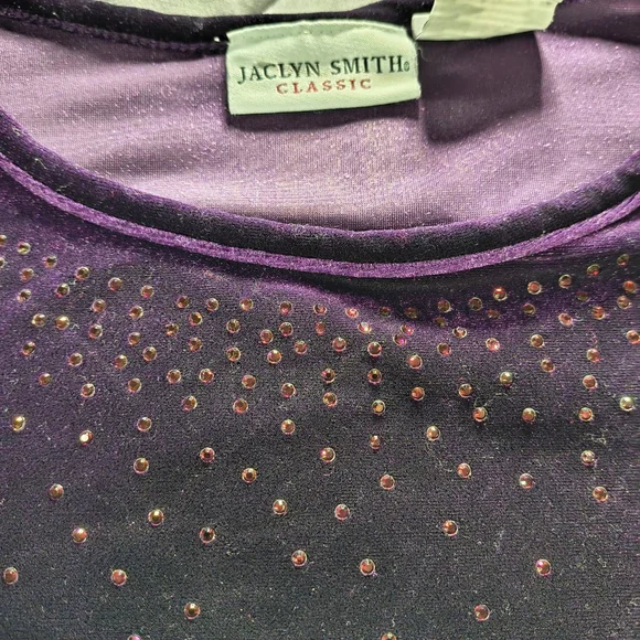 (1X) Women's Jaclyn Smith Purple Long Sleeve Velvety Style Sweater Blouse - Picture 4 of 5